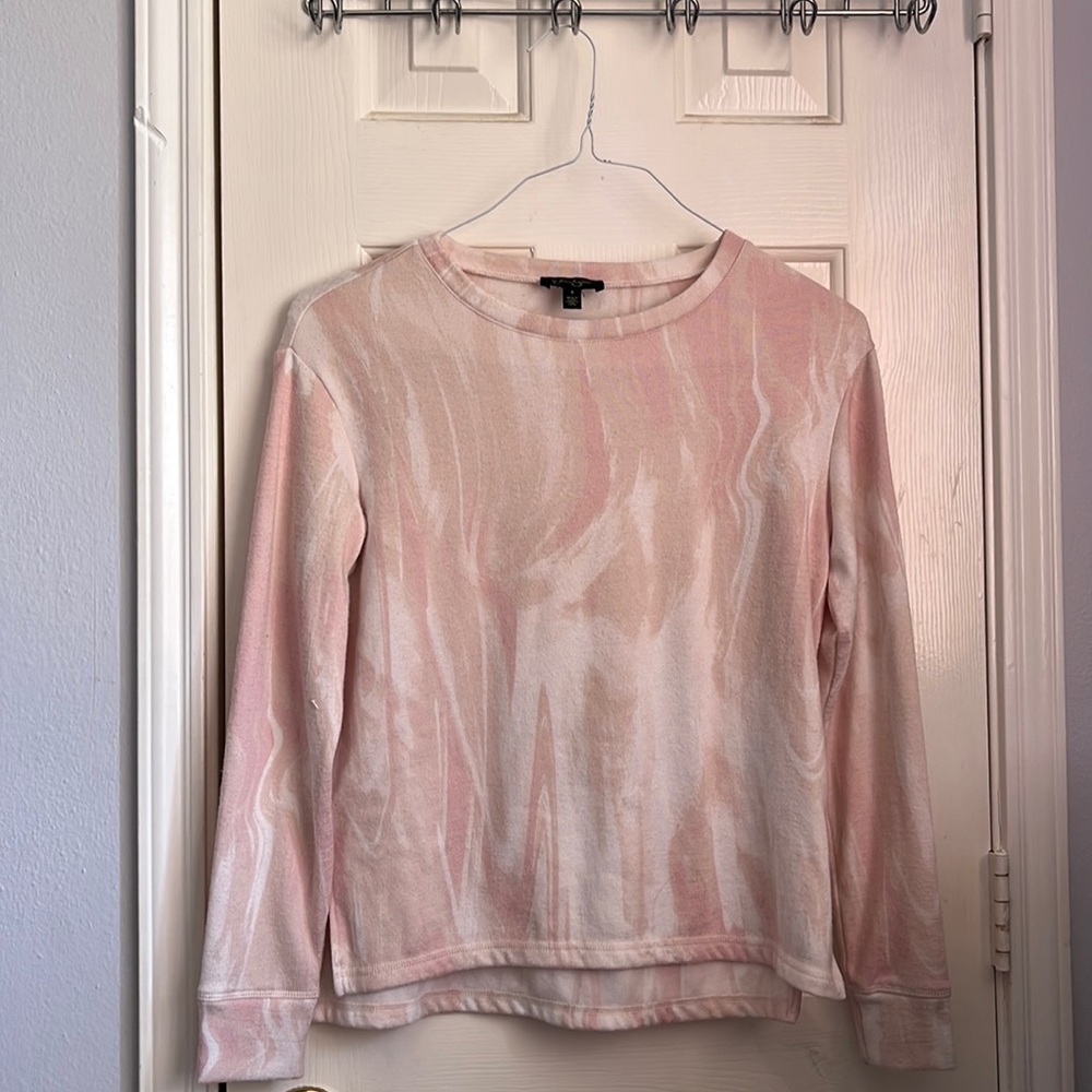 This is a small pink sweatshirt for $12 Comfortable Fitting, Casual Wear.